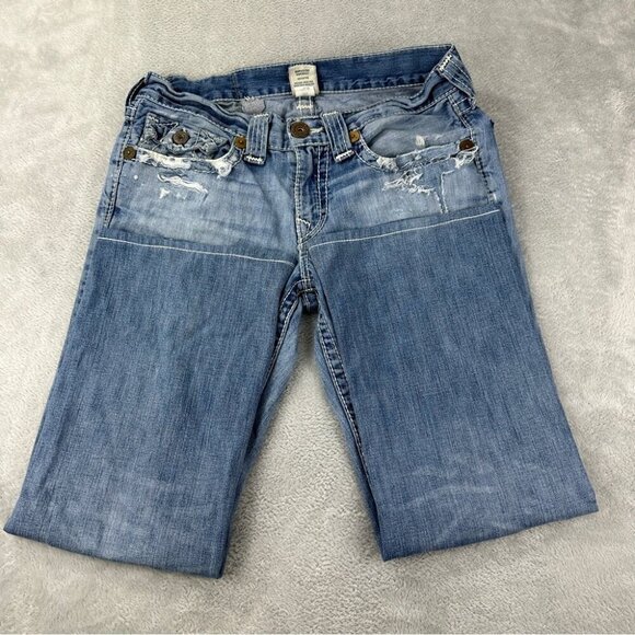 Vintage True Religion Made in USA Men's Size 32x27 Billy Big T Distressed Jeans - Picture 10 of 13